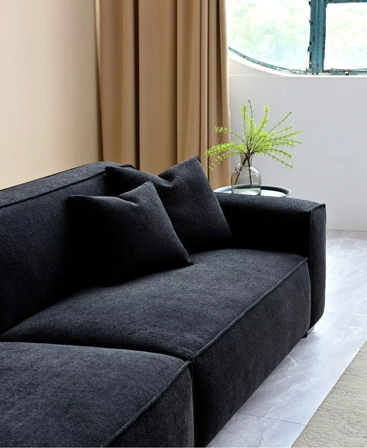 Aluxo Dakota 4-Seater Sofa with Chaise – Midnight Bouclé