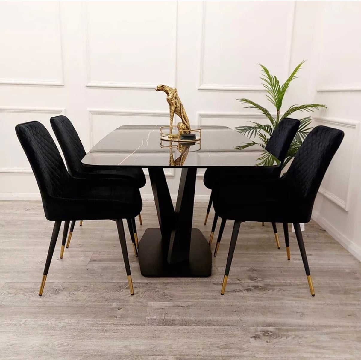 Apollo 1.6m Black Dining Table – Black Sintered Stone