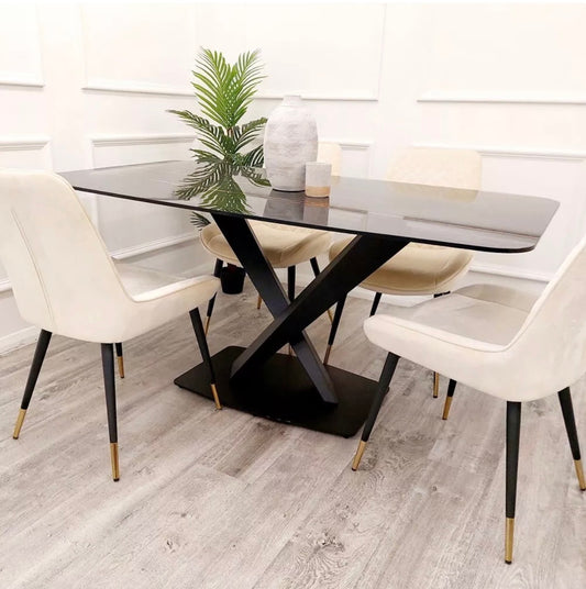 Apollo 1.6m Black Dining Table – Black Sintered Stone