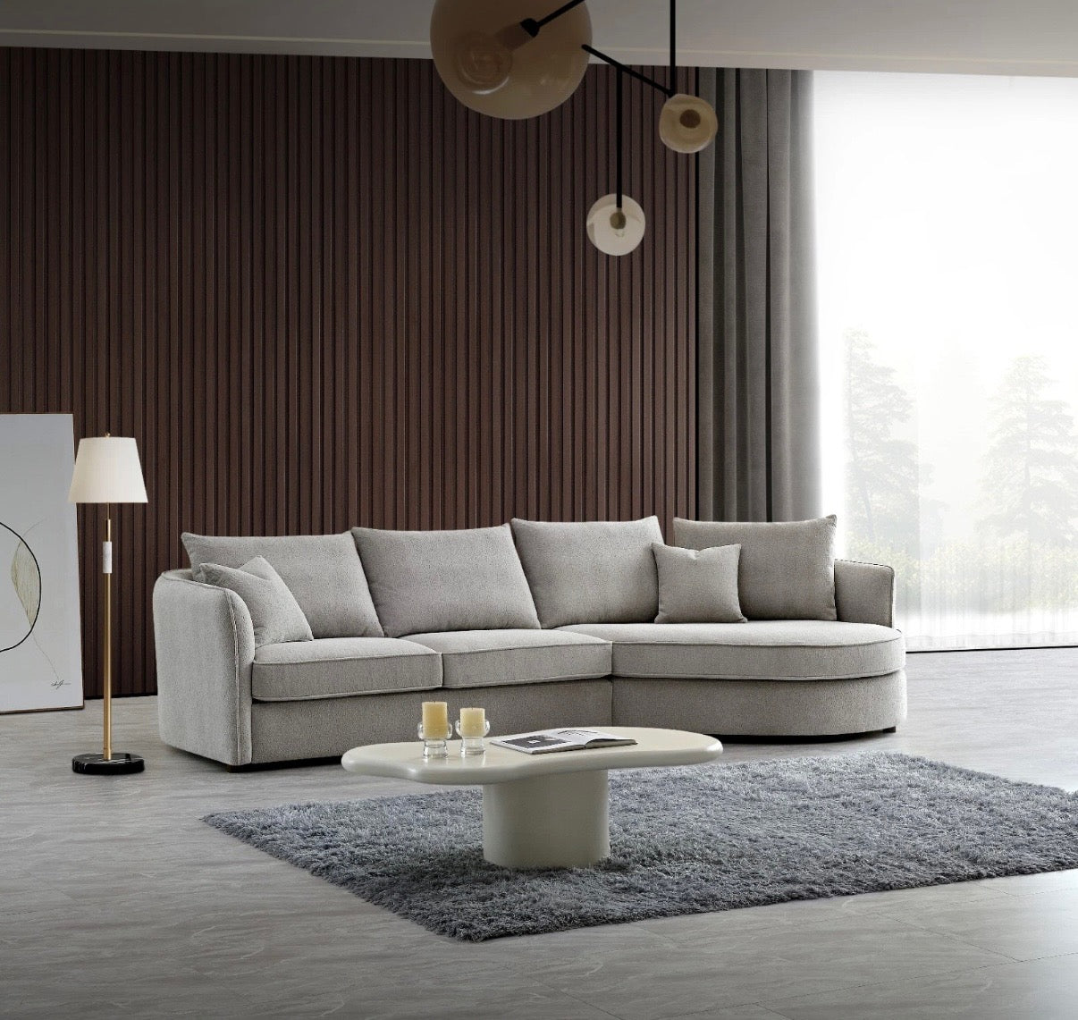Aluxo Rubin – Corner Chaise in Pebble Bouclé