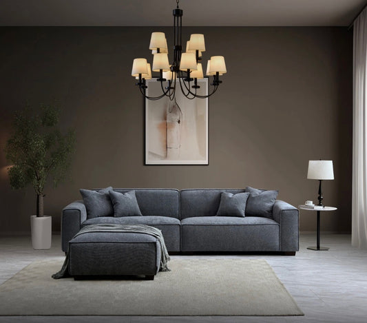 Aluxo Dakota 4-Seater Sofa with Chaise – Grey Bouclé