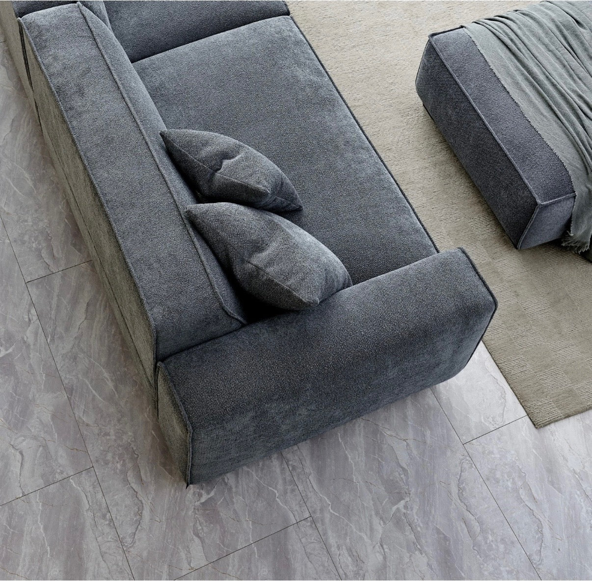 Aluxo Dakota 4-Seater Sofa with Chaise – Grey Bouclé