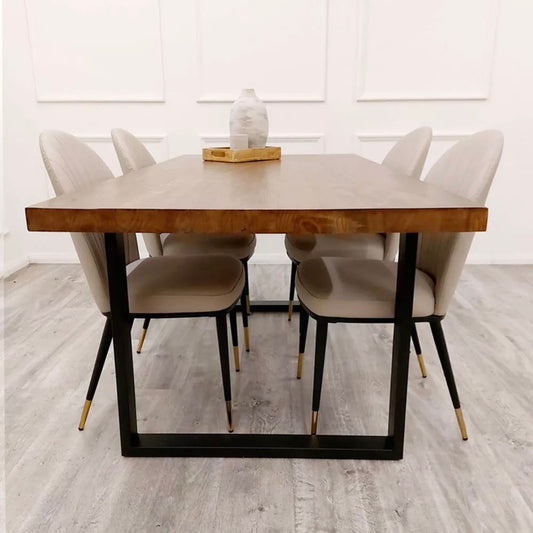 Freya 180cm Dining Table – Dark Pine & Black Metal